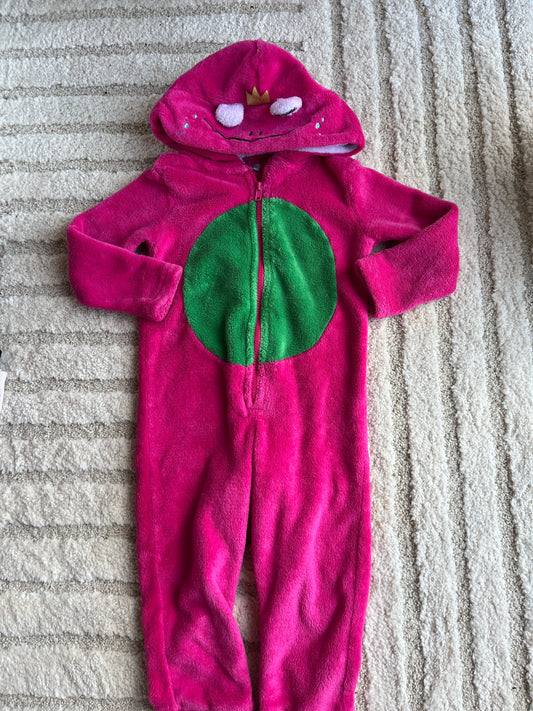 Surpyjama en velours grenouille fuchsia - 3 ans