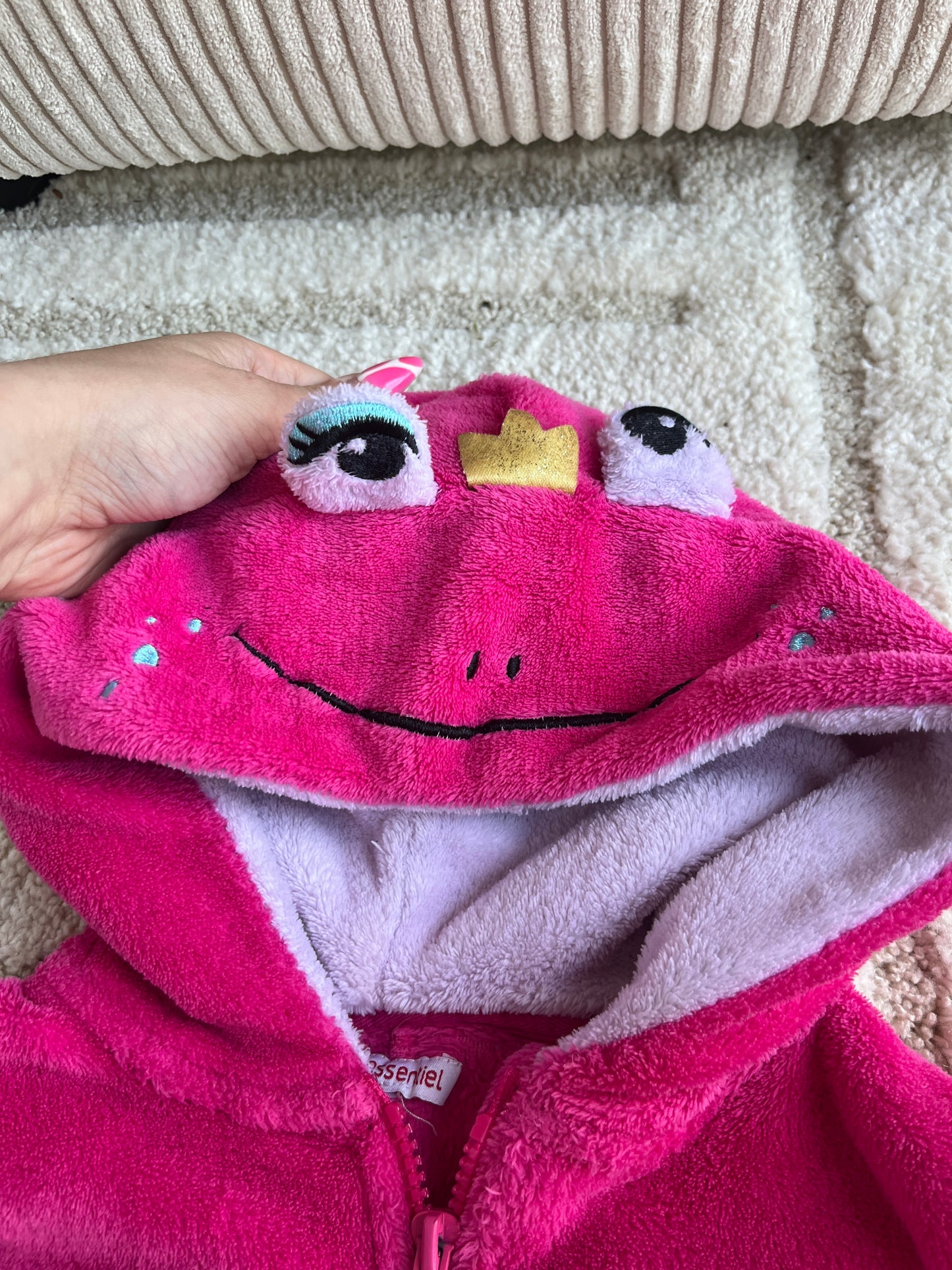 Surpyjama en velours grenouille fuchsia - 3 ans