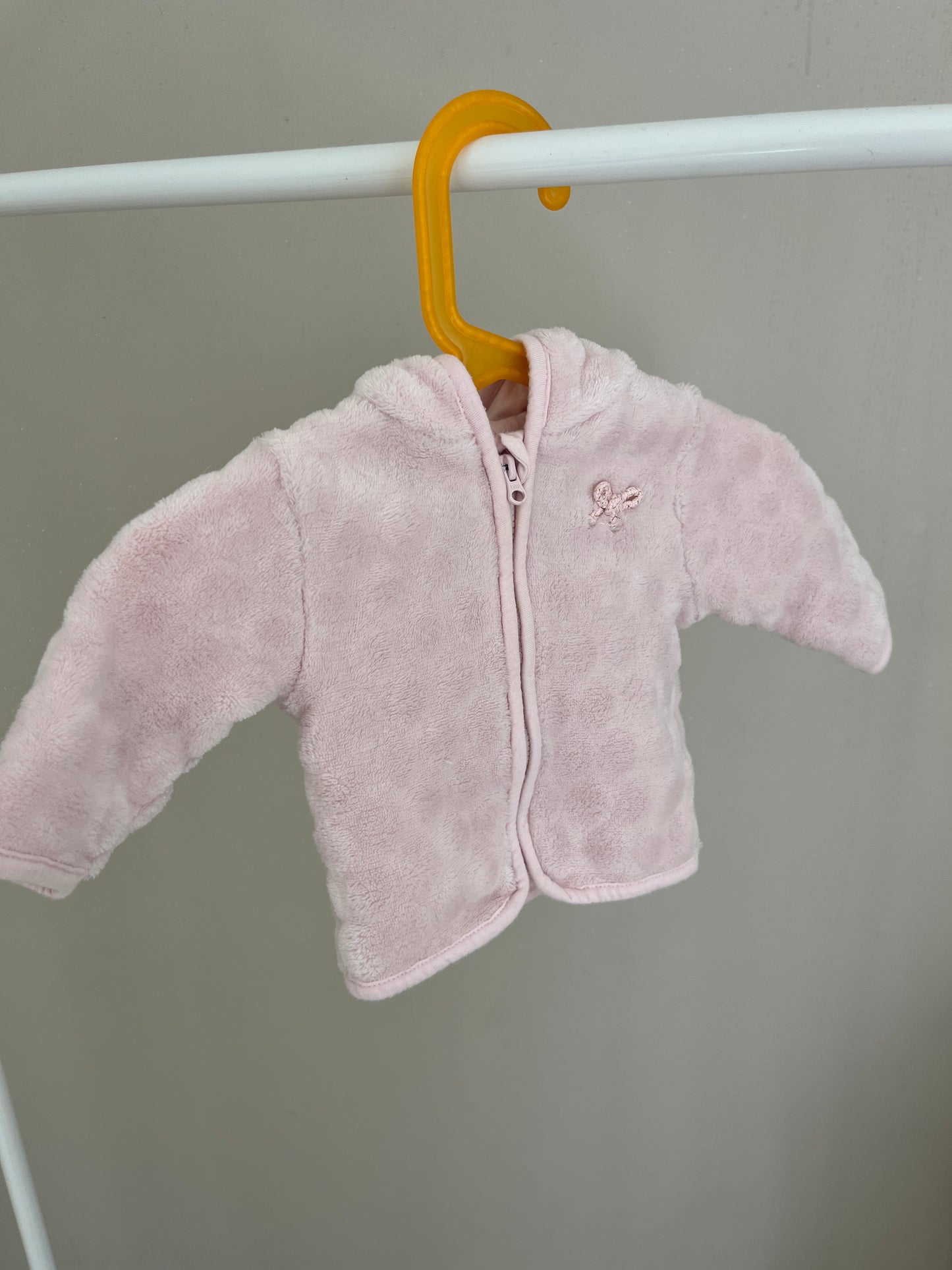 Veste à manches longues et à capuche rose détail noeud pailleté - 1 mois
