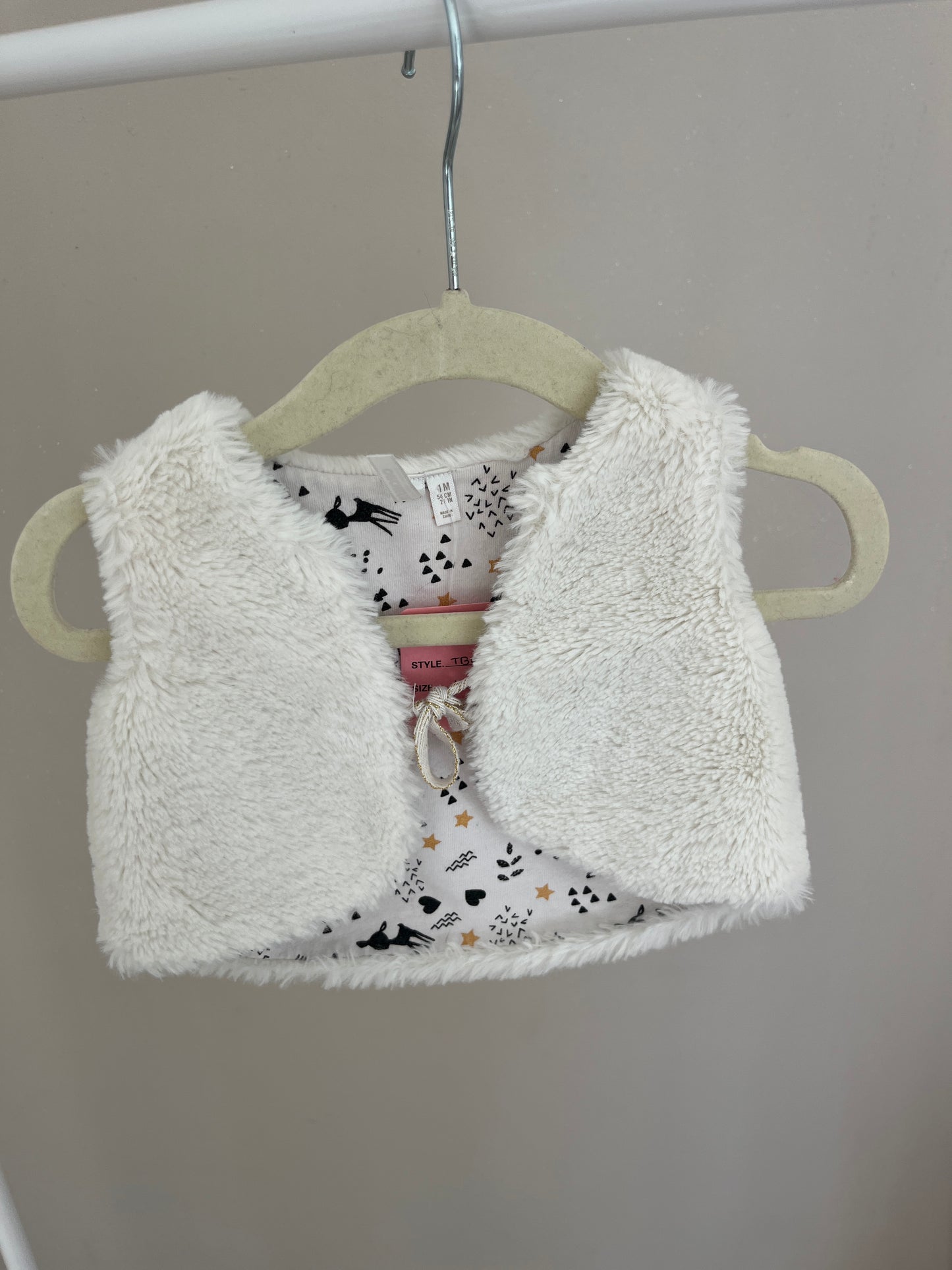 Gilet sans manches blanc intérieur animaux - 1 mois