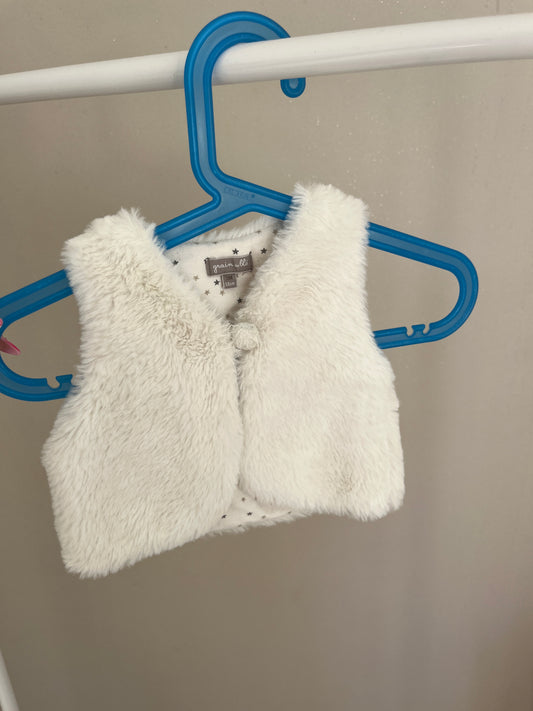 Gilet sans manches blanc intérieur pois Grain de Blé - 3 mois