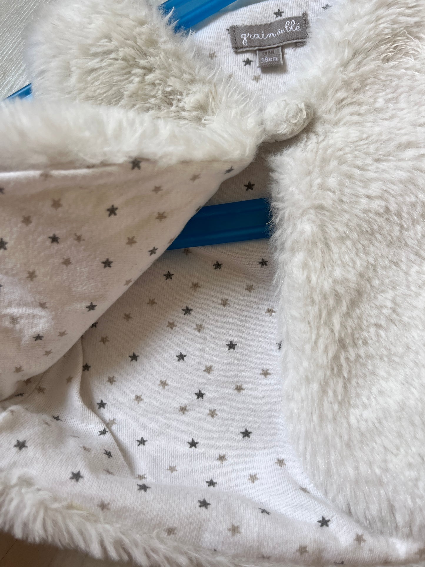 Gilet sans manches blanc intérieur pois Grain de Blé - 3 mois