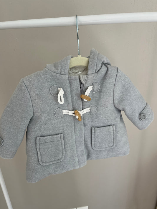 Manteau à manches longues et à capuche gris - 3 mois
