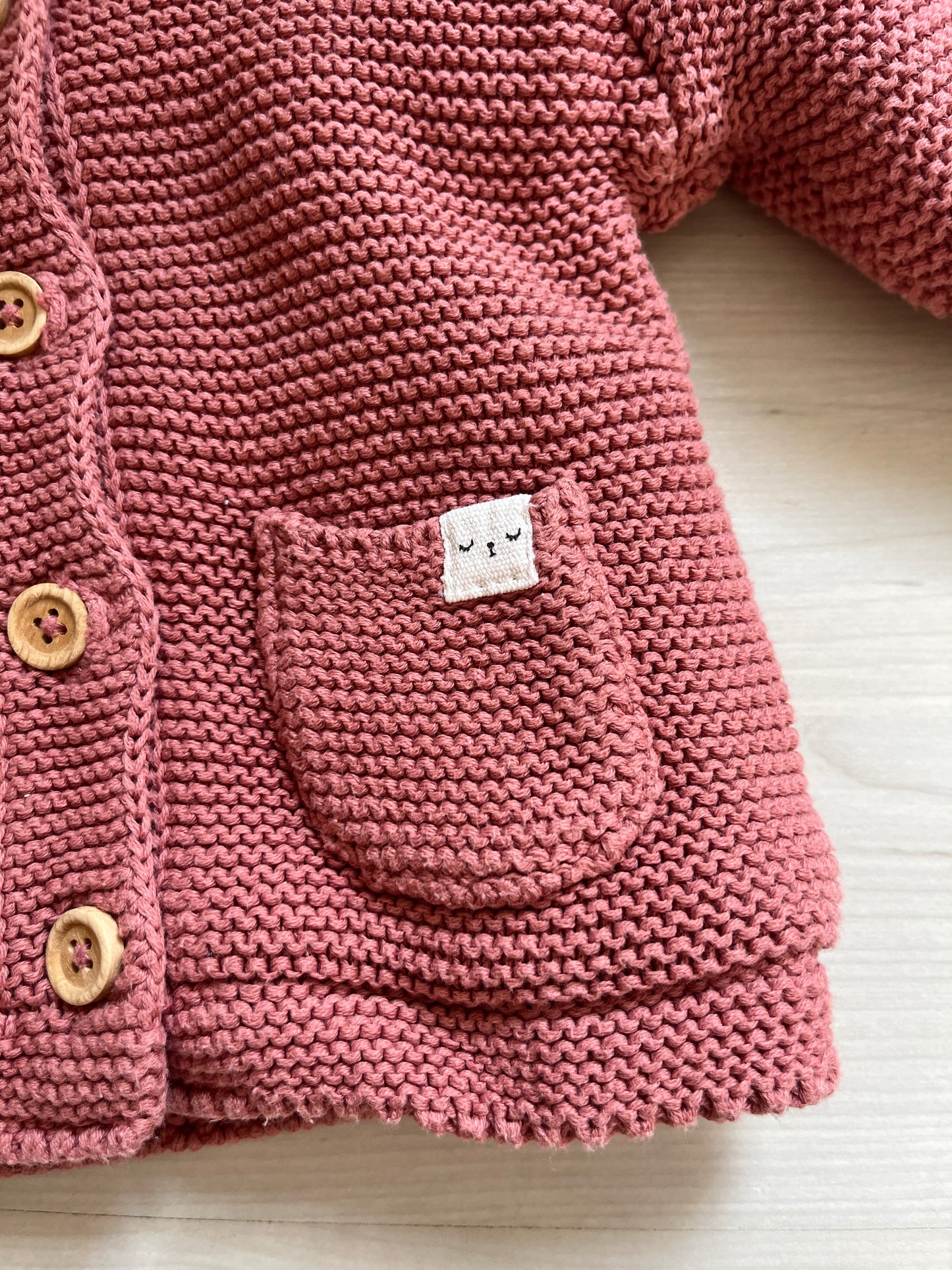 Veste à manches longues rose côtelé à capuche - 6 mois