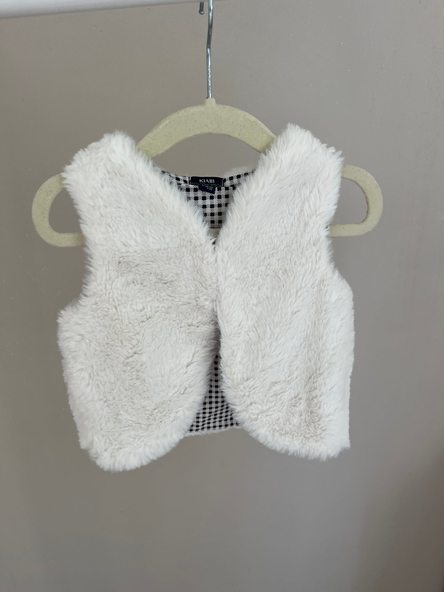 Gilet sans manches blanc intérieur à carreaux - 18 mois