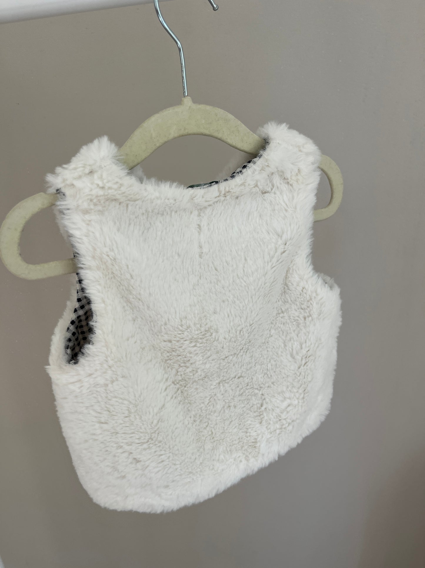 Gilet sans manches blanc intérieur à carreaux - 18 mois