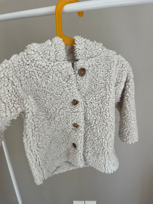 Veste à manches longues blanche en bouclettes - 36 mois