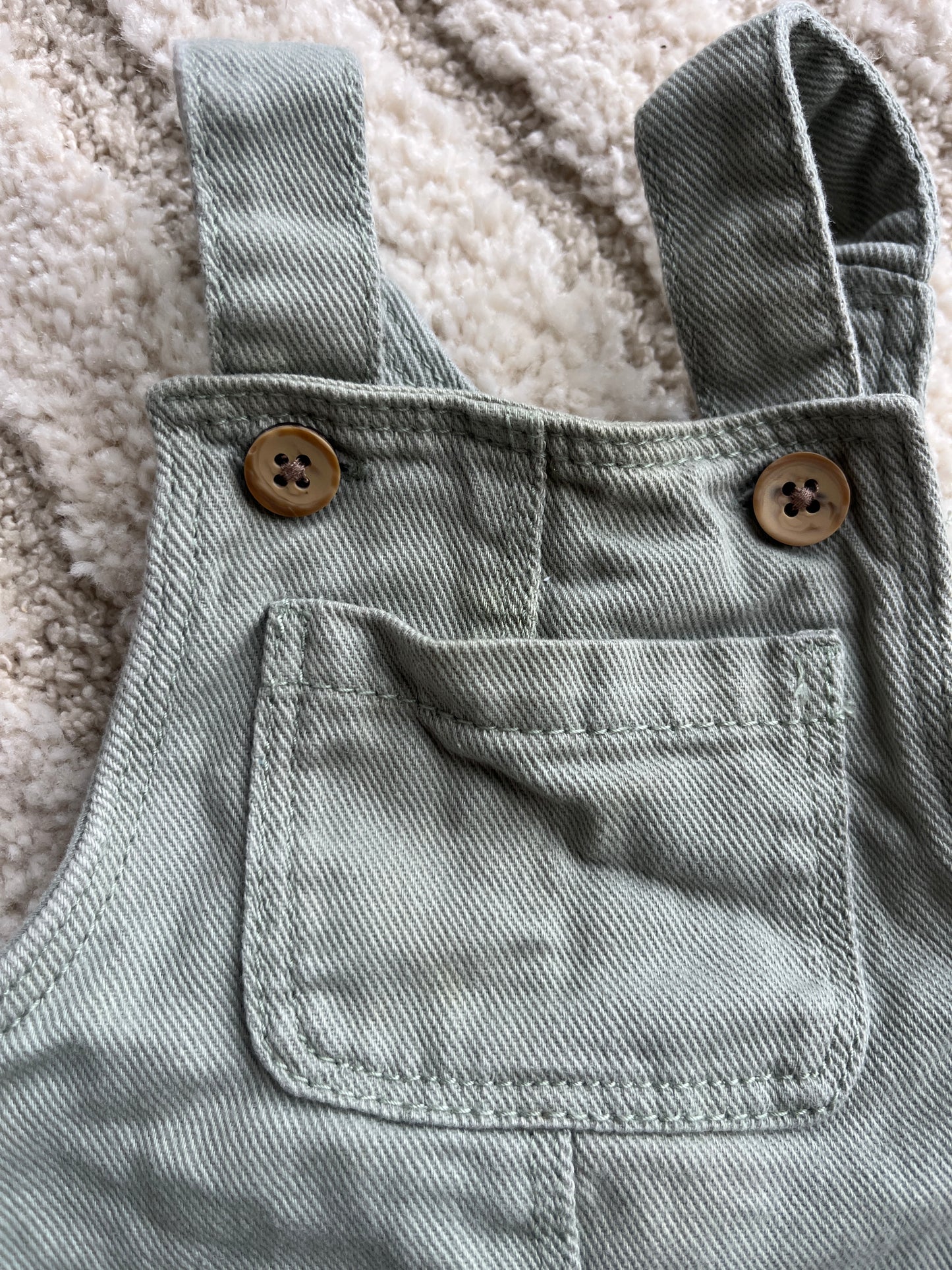 Robe à bretelles effet jean vert sauge - 12 mois