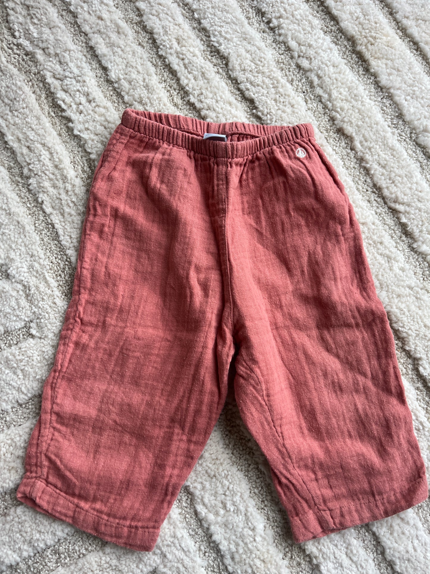 Pantalon rose poudré gaze de coton Petit Bateau - 12 mois