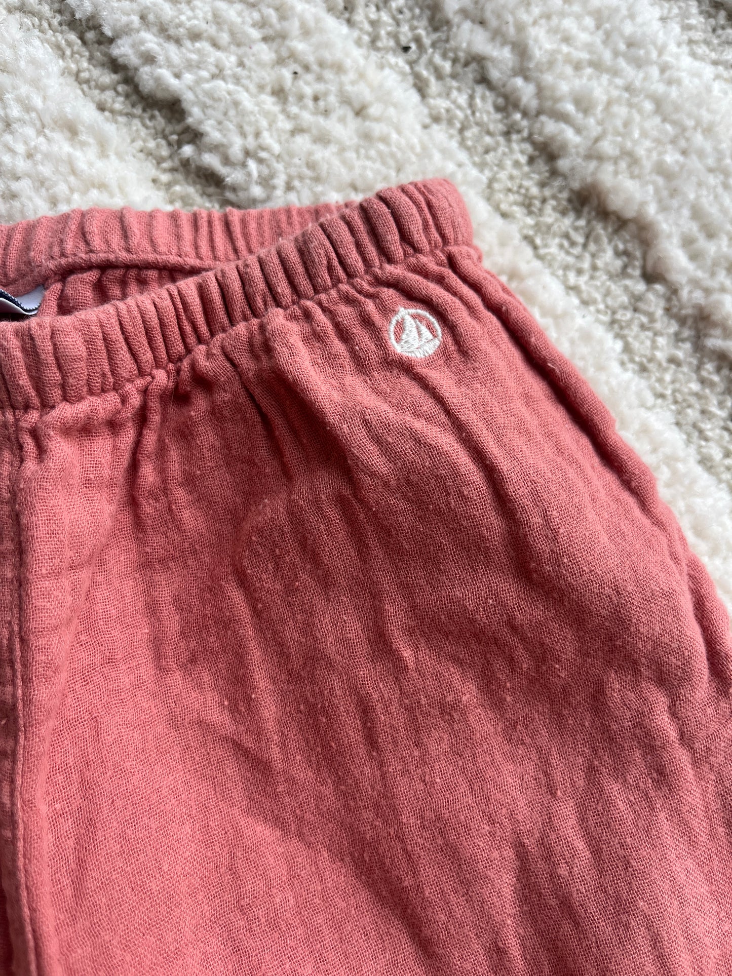 Pantalon rose poudré gaze de coton Petit Bateau - 12 mois
