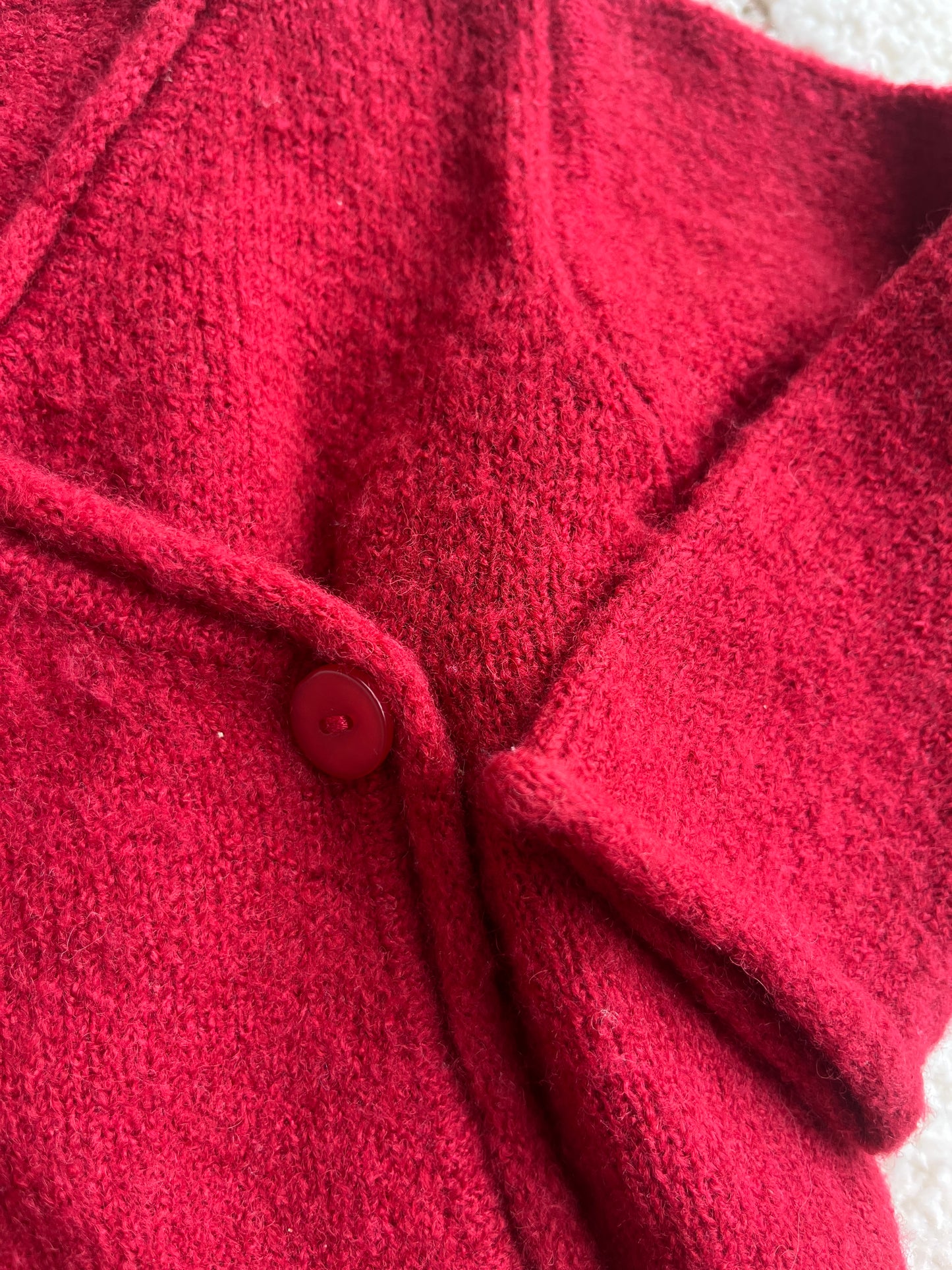 Cardigan à manches longues en laine rouge fleuri Sergent Major - 18 mois