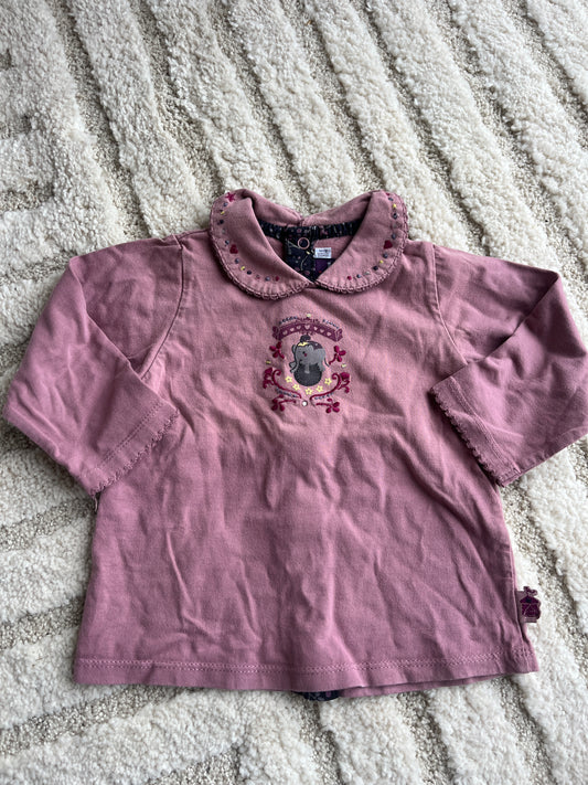 T-shirt à manches longues rose motif éléphant Sergent Major - 18 mois