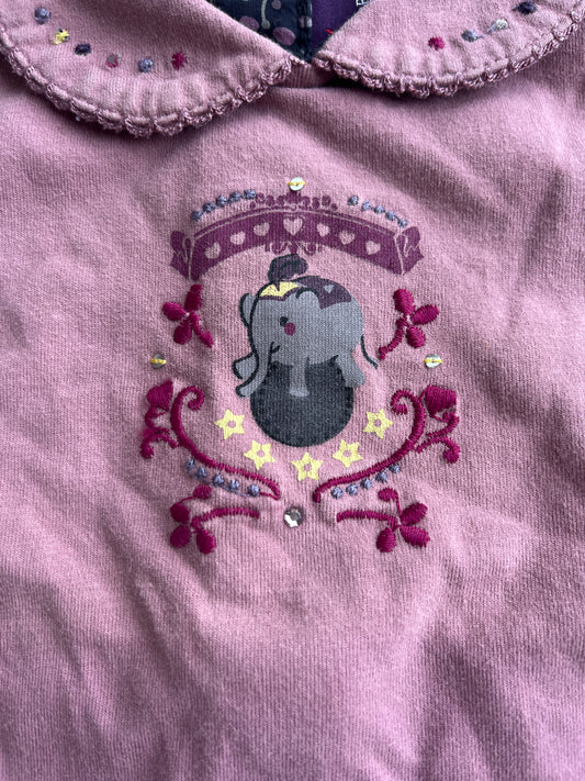 T-shirt à manches longues rose motif éléphant Sergent Major - 18 mois
