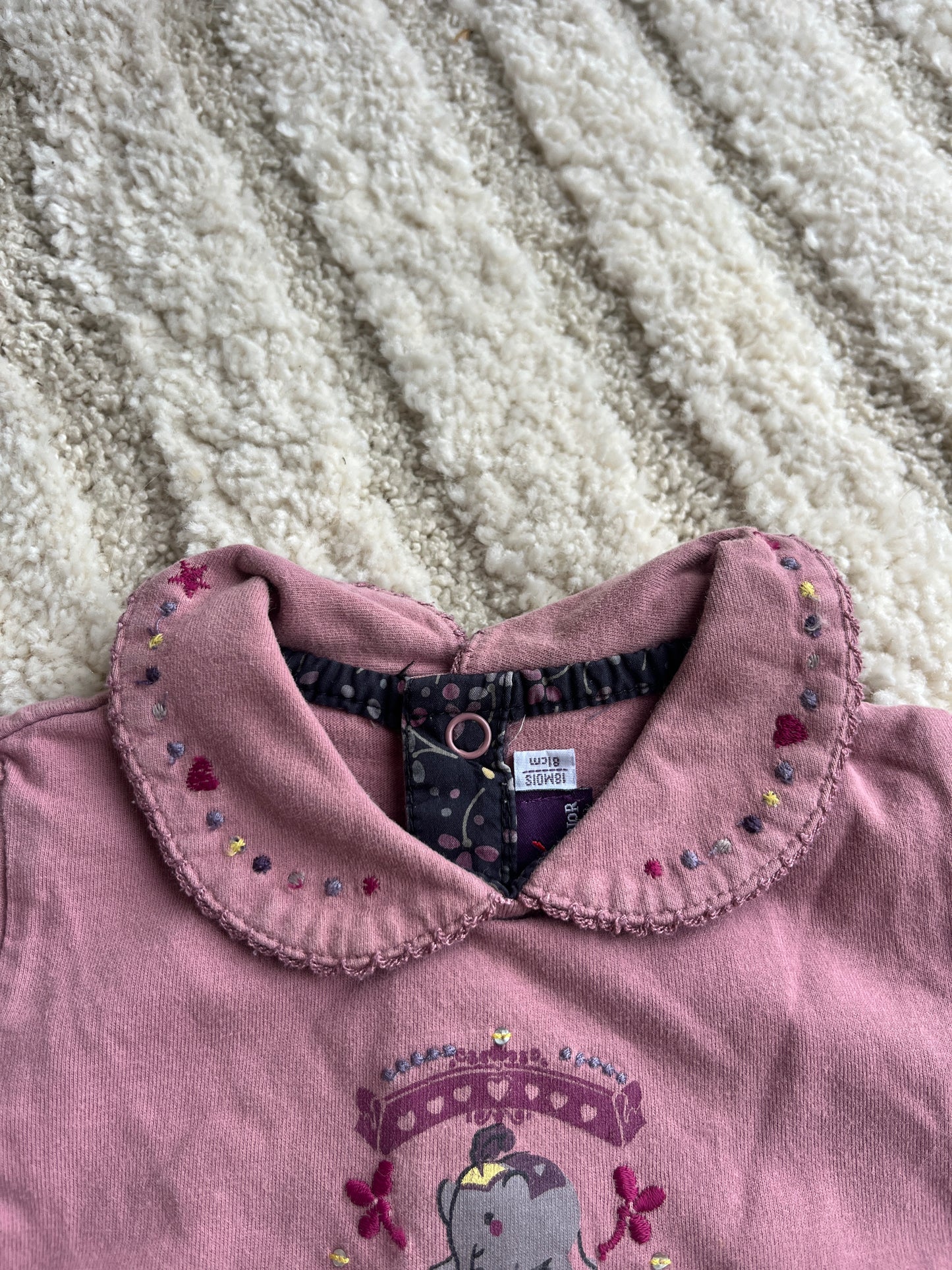 T-shirt à manches longues rose motif éléphant Sergent Major - 18 mois