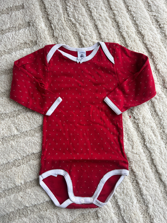 Body à manches longues rouge et blanc Petit Bateau - 24 mois