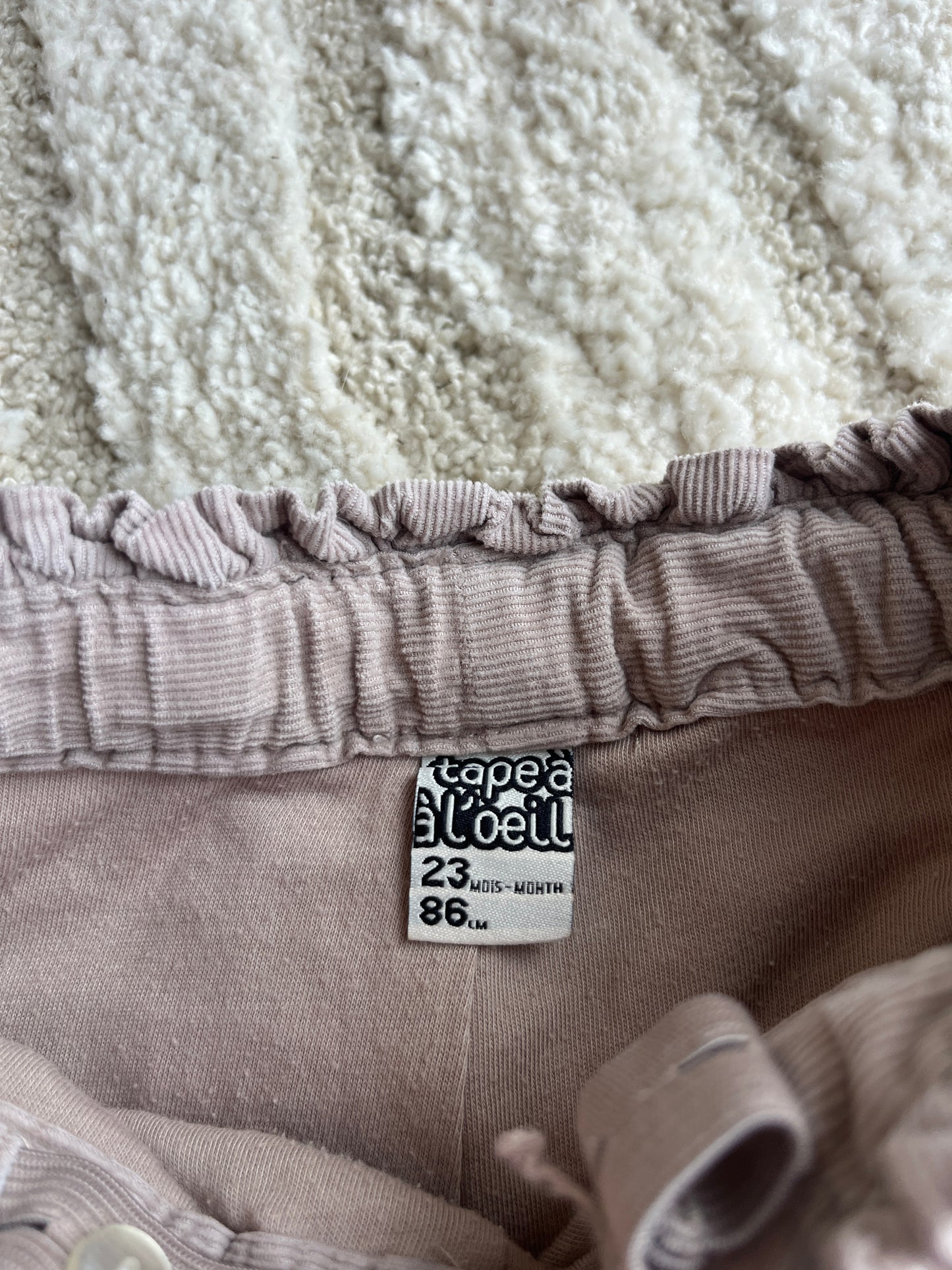 Pantalon beige velours côtelé TAO - 23 mois
