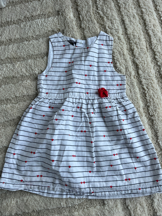 Robe été blanche rayée motifs cœurs rouges - 18 mois