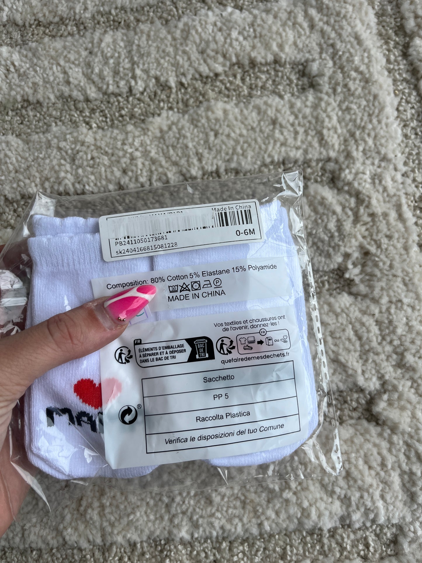 Lot 2 paires de chaussettes « papa » et « mama » NEUF - 0/6 mois
