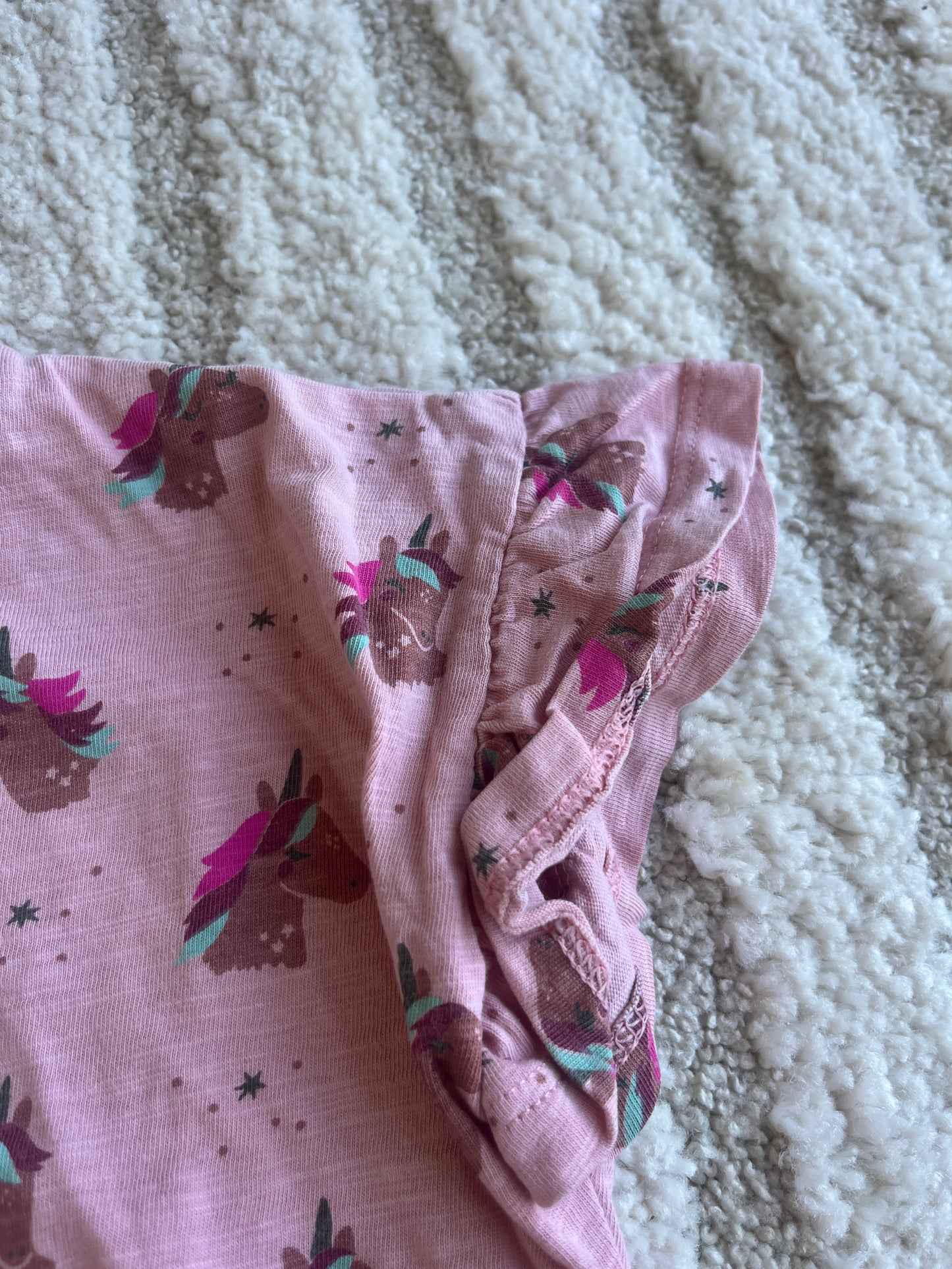 T-shirt à manches courtes rose motifs licornes DPAM - 4 ans