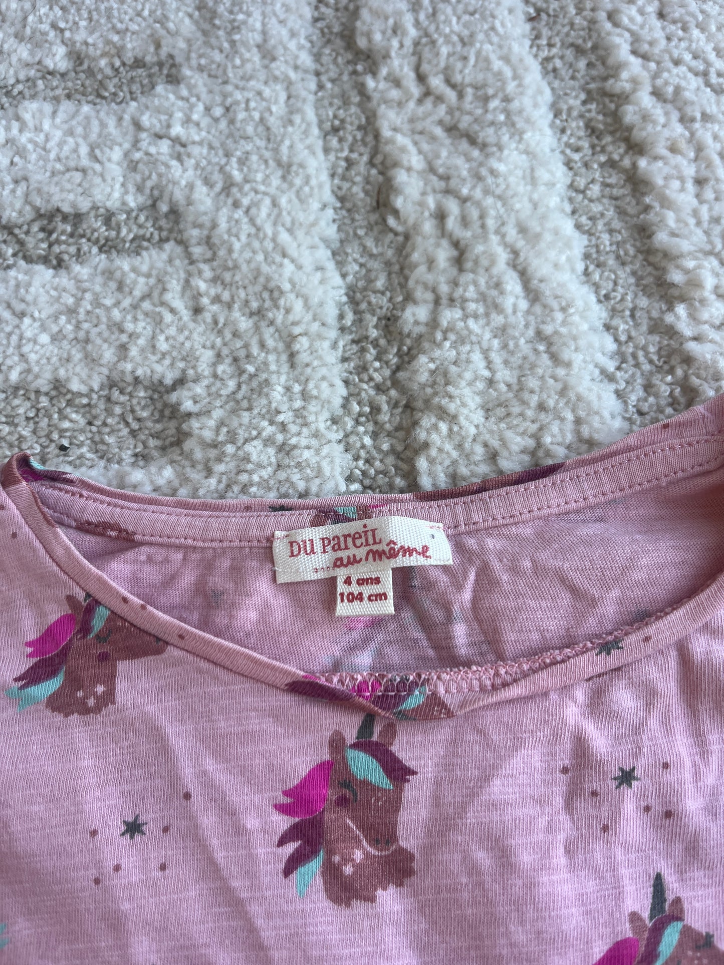 T-shirt à manches courtes rose motifs licornes DPAM - 4 ans