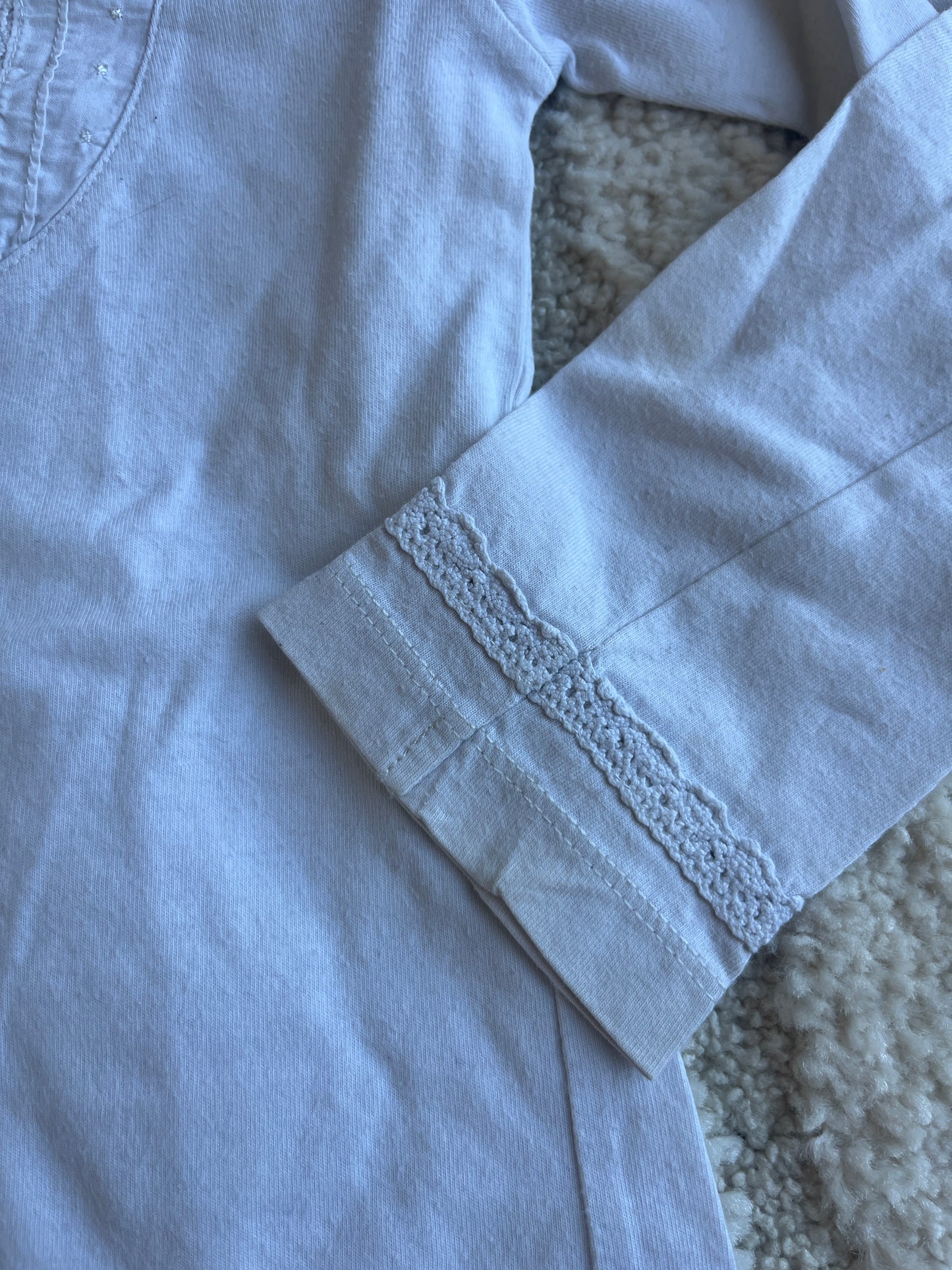 T-shirt à manches longues blanc avec broderies - 5 ans