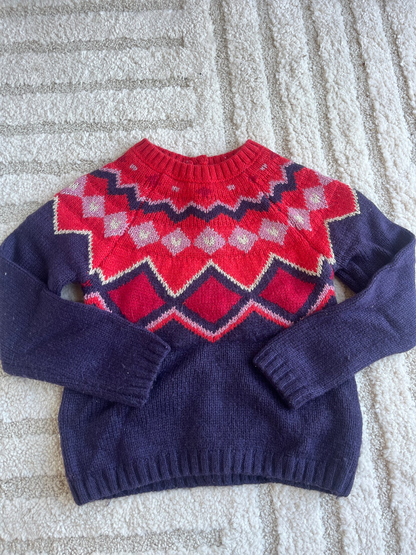 Pull à manches longues en maille rouge et violet DPAM - 5 ans