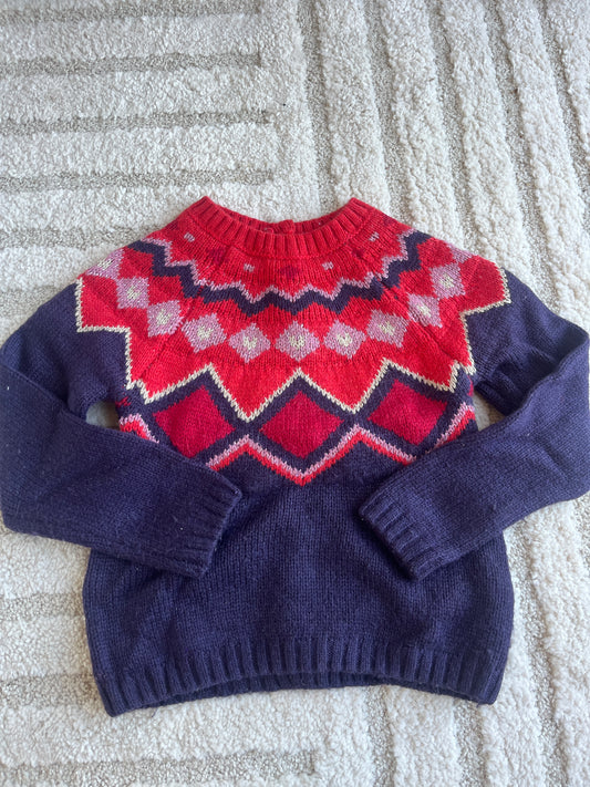 Pull à manches longues en maille rouge et violet en laine DPAM - 5 ans