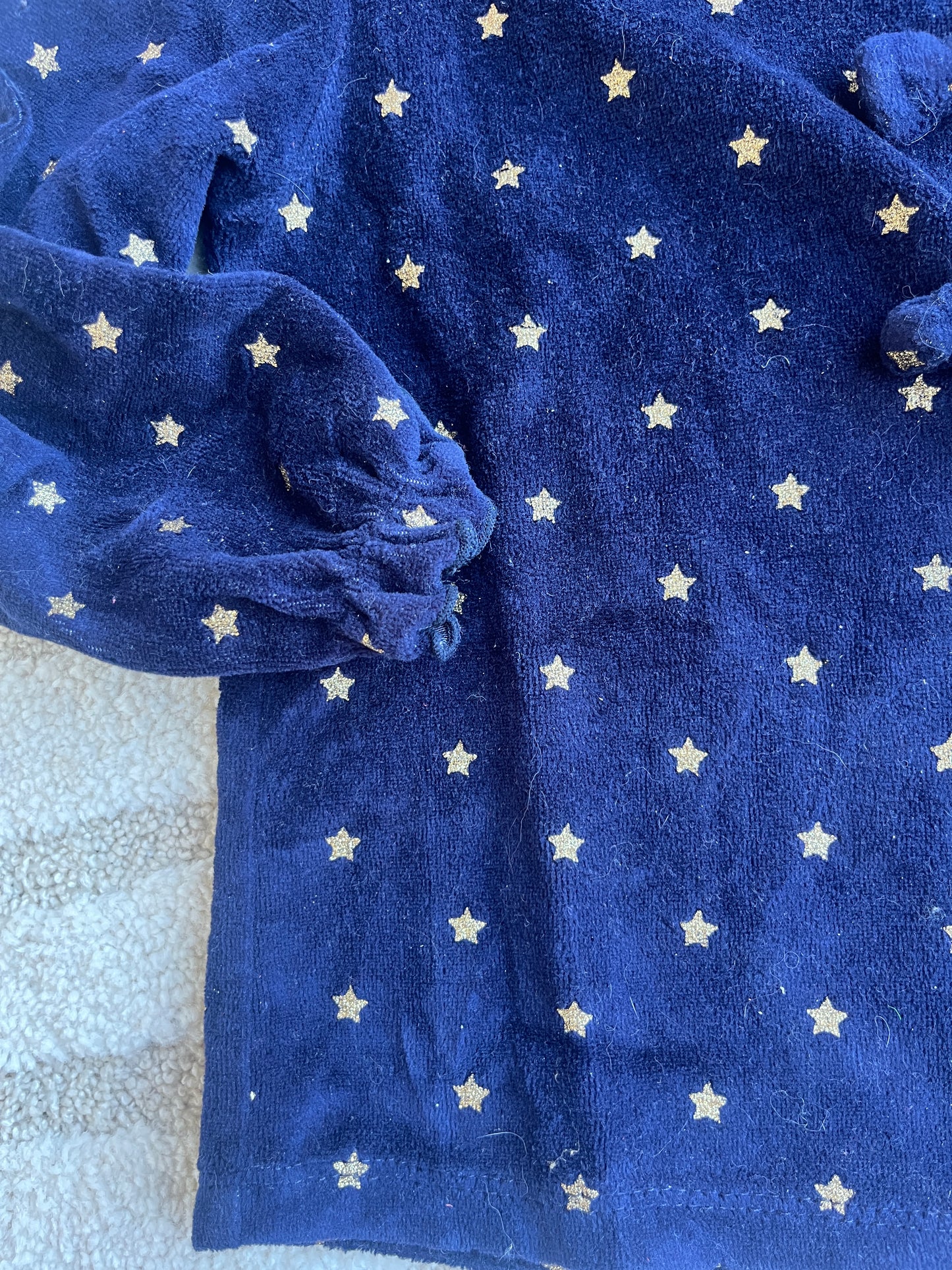 T-shirt en velours à manches longues bleu étoiles dorées - 6 ans