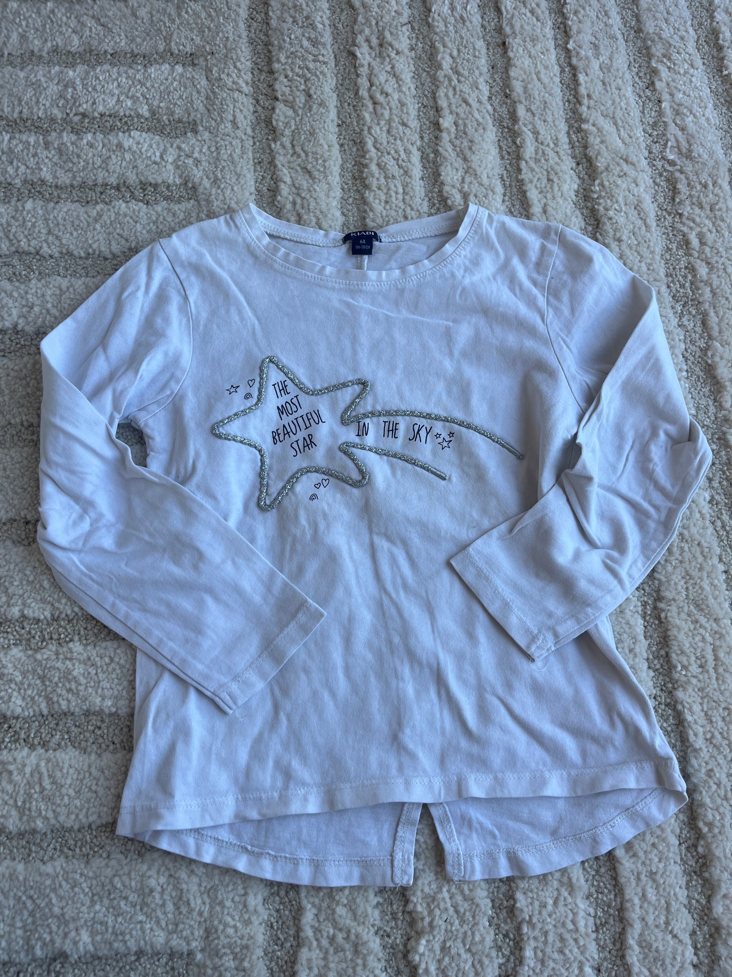T-shirt à manches longues blanc étoile argentée « the most beautiful star » - 6 ans
