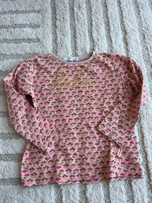 T-shirt à manches longues motifs fleurs rose et doré Lulu Castagnette - 6 ans