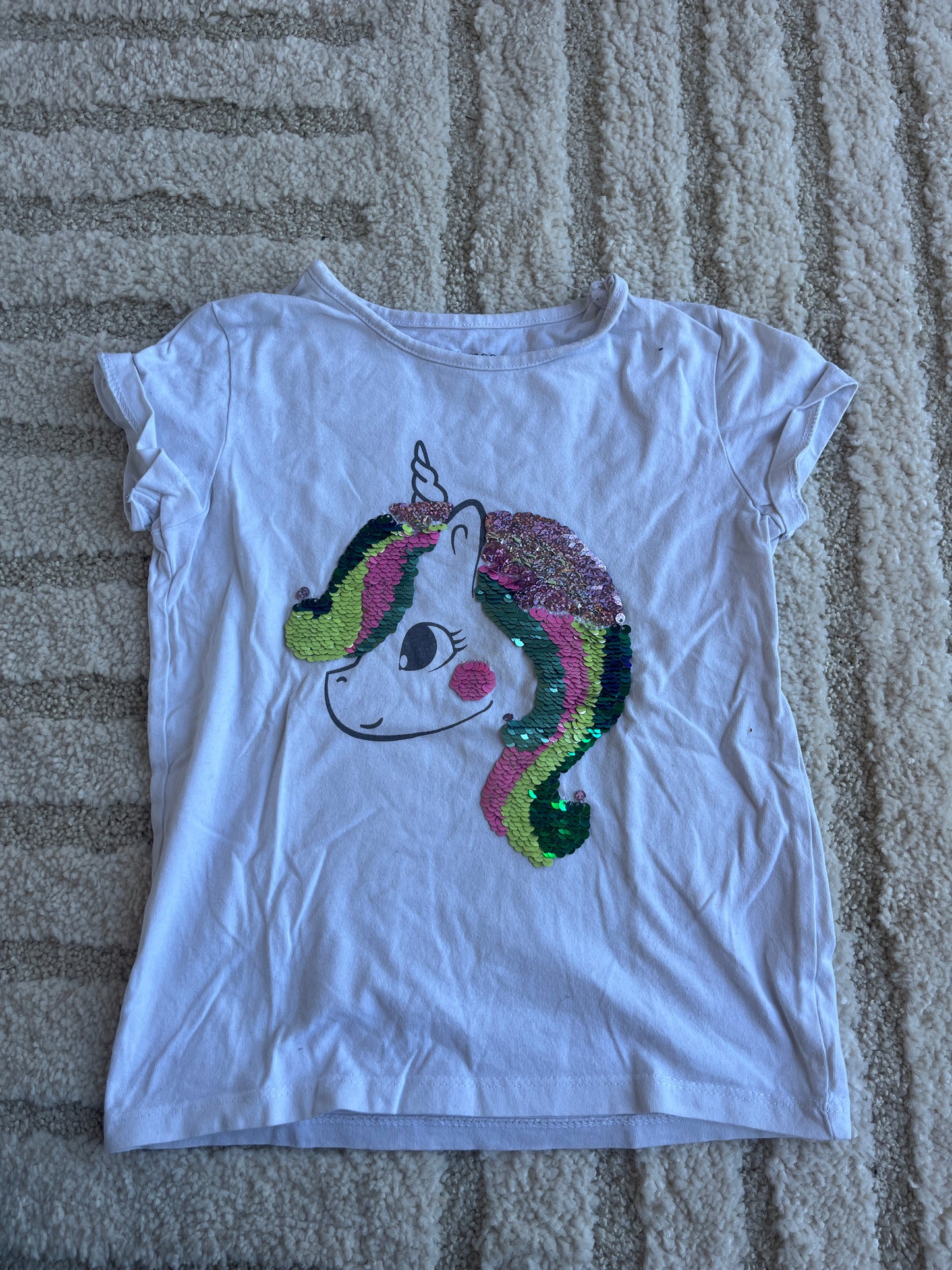 T-shirt à manches courtes blanc motif licorne - 6 ans