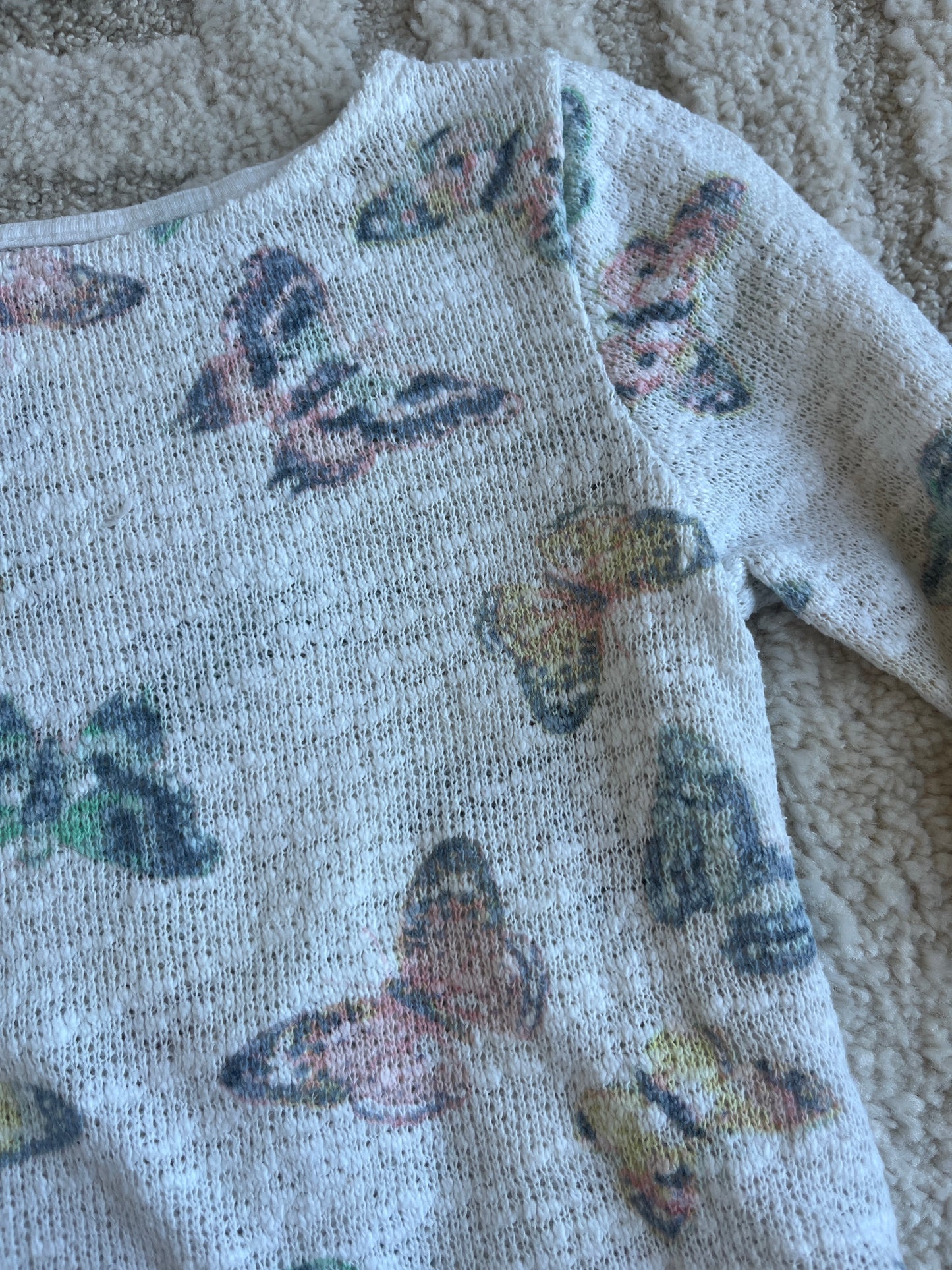 Pull léger en maille blanc motifs papillons H&M - 110/116 cm
