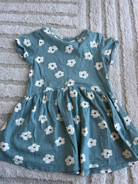 Robe à manches courtes verte motifs marguerites Vertbaudet - 6 ans