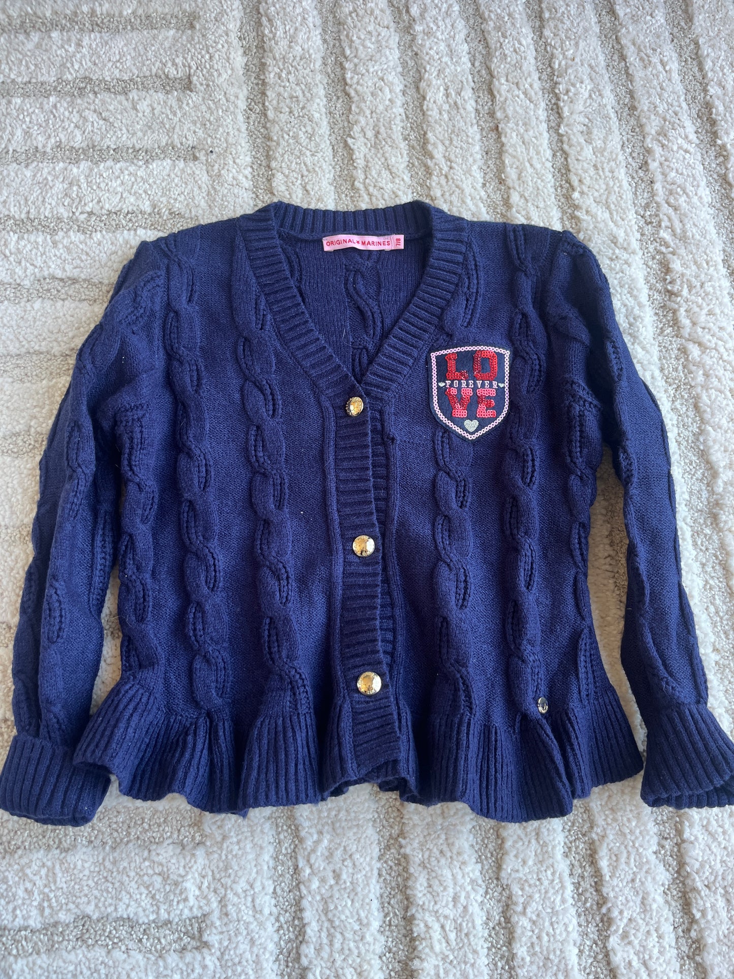 Cardigan bleu en maille chic Original Marines - 7/8 ans