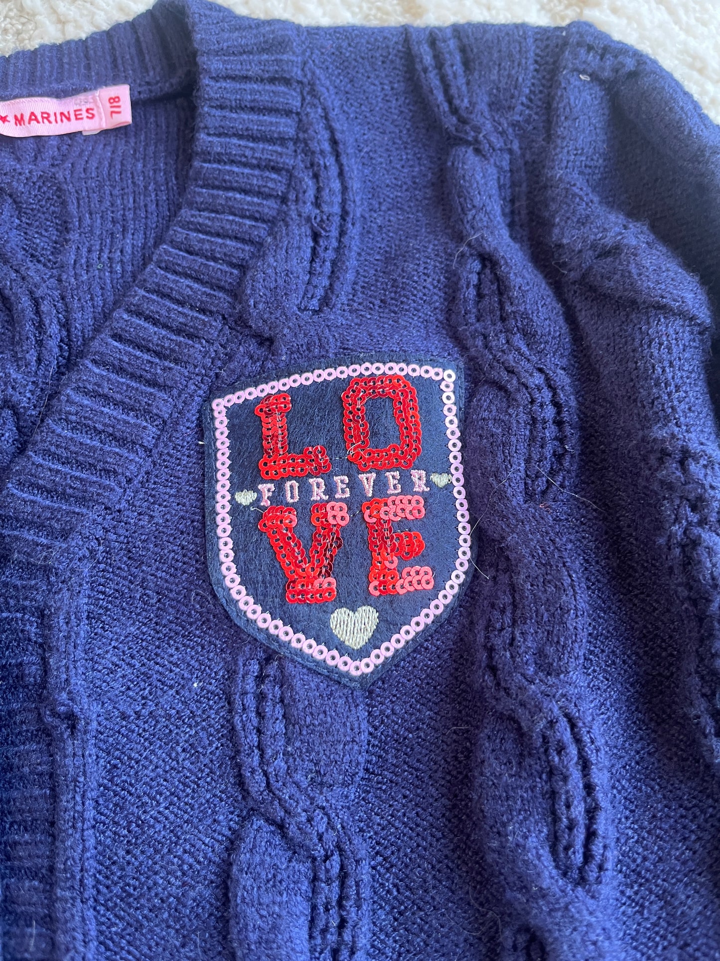 Cardigan bleu en maille chic Original Marines - 7/8 ans
