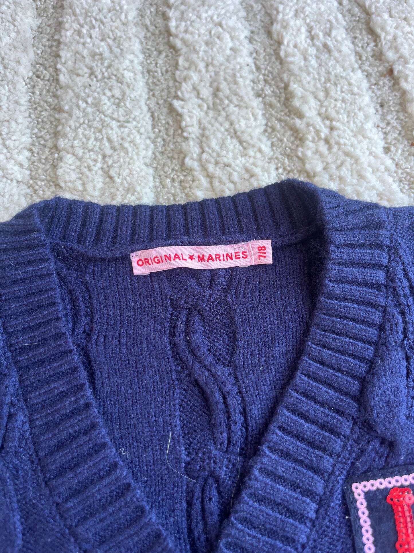 Cardigan bleu en maille chic Original Marines - 7/8 ans