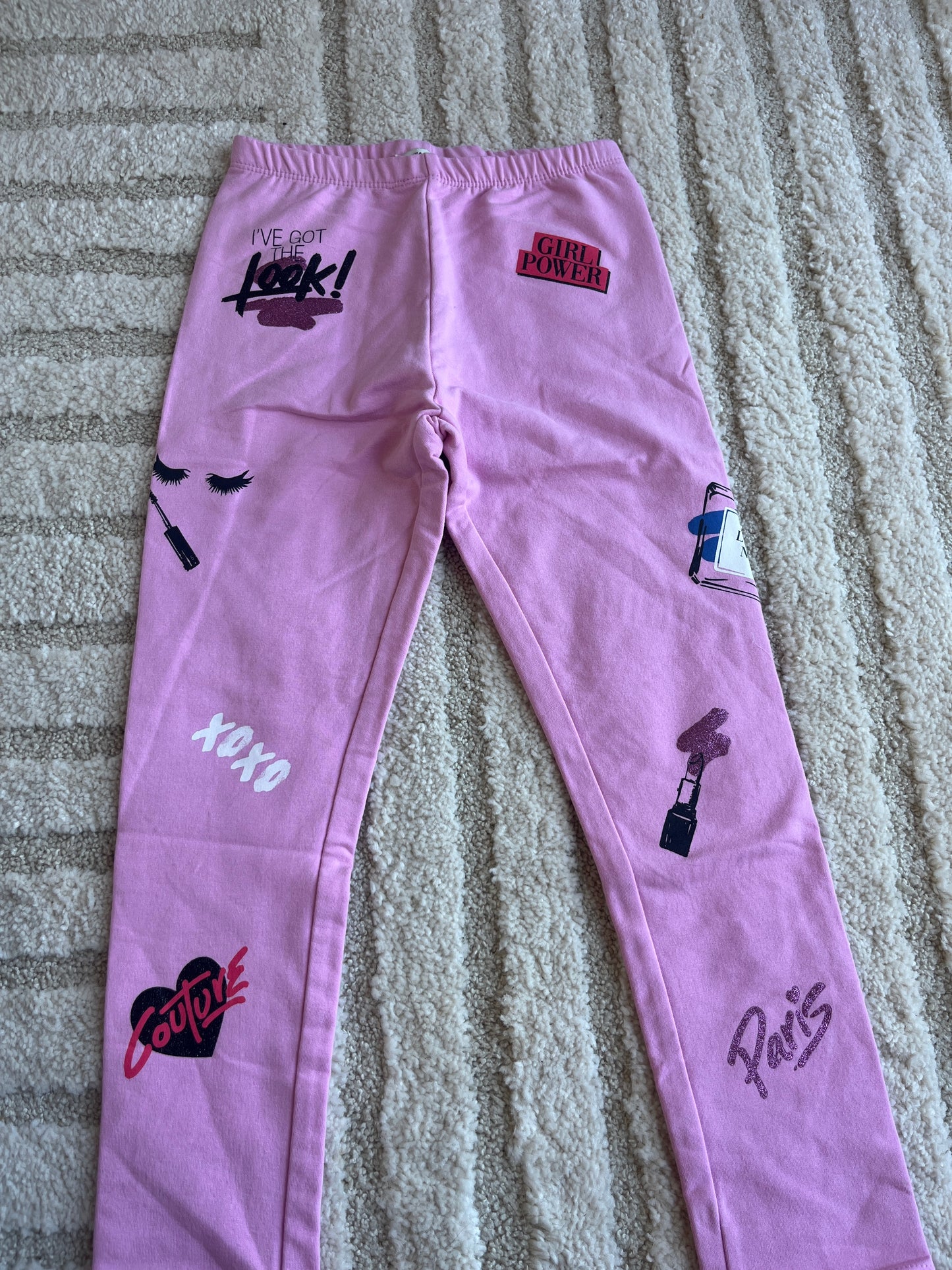 Legging rose avec patch thème maquillage - 7/8 ans