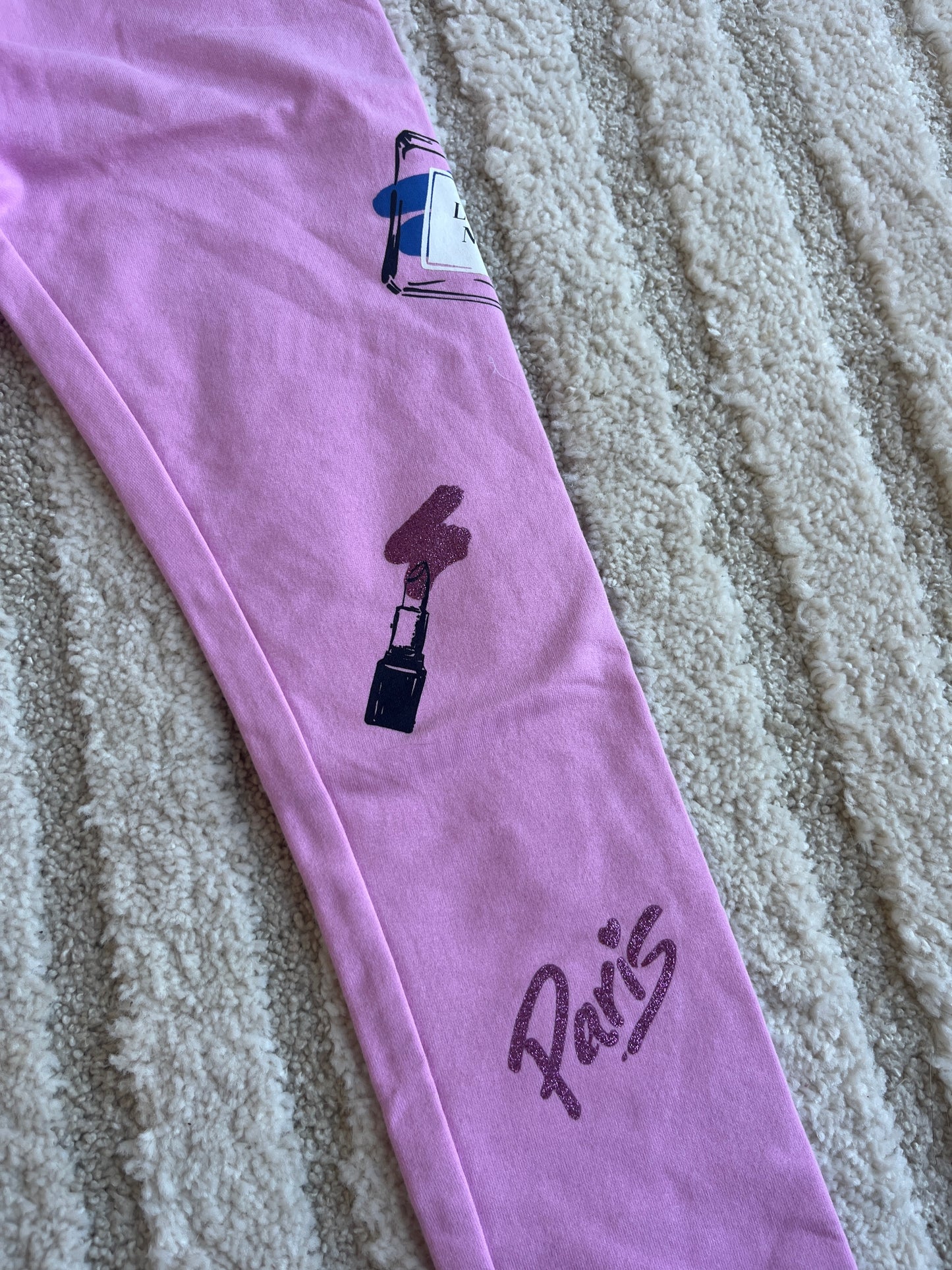 Legging rose avec patch thème maquillage - 7/8 ans