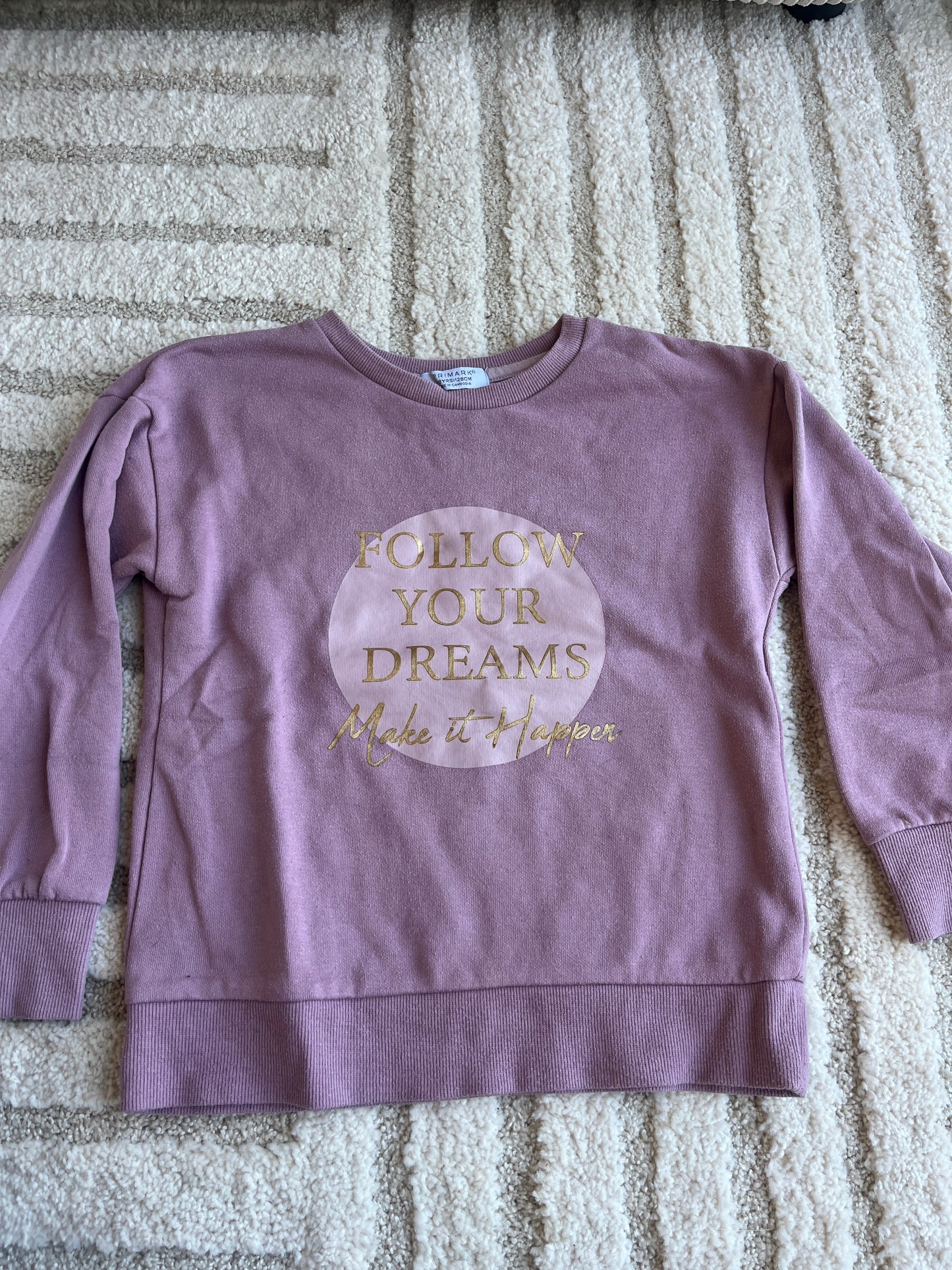 Sweat à manches longues rose « follow your dreams » - 7/8 ans (128 cm)