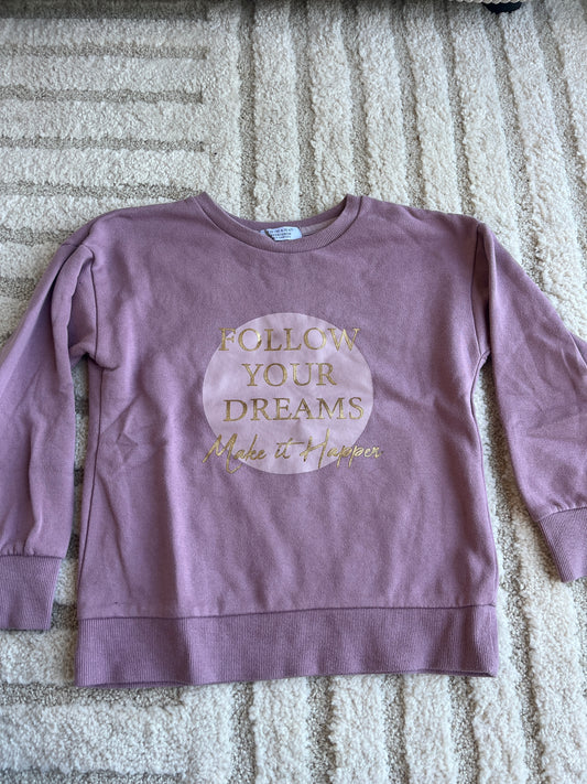 Sweat à manches longues rose « follow your dreams » - 7/8 ans (128 cm)