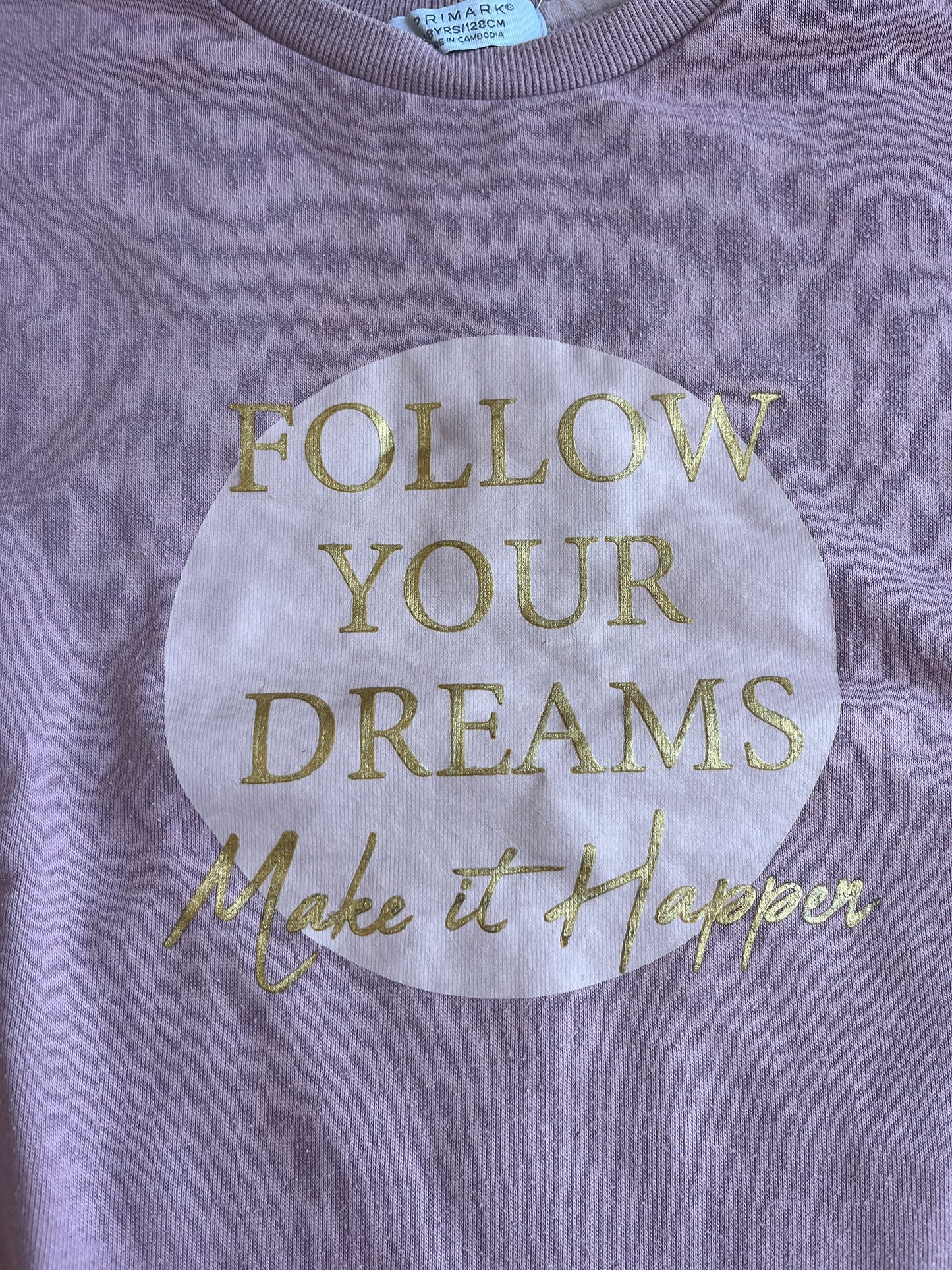 Sweat à manches longues rose « follow your dreams » - 7/8 ans (128 cm)