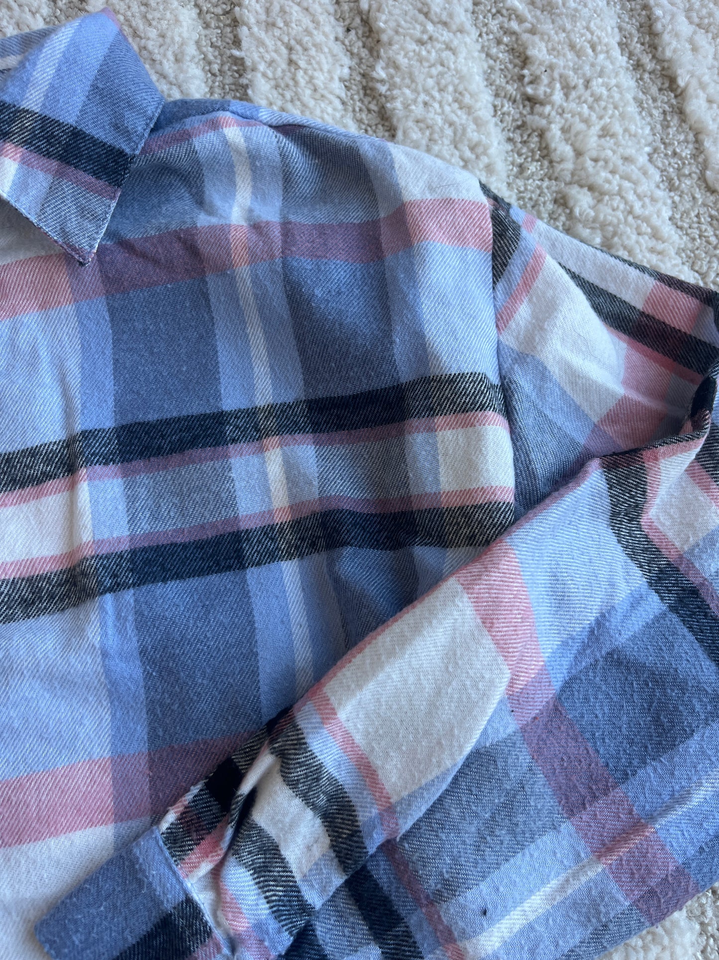 Chemise à manches longues à carreaux bleu et rose - 7/8 ans (128 cm)