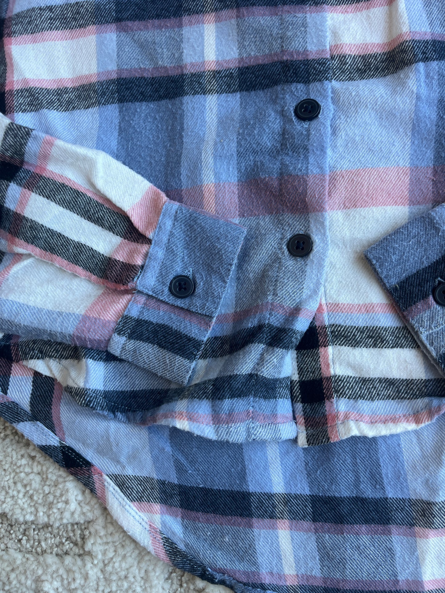 Chemise à manches longues à carreaux bleu et rose - 7/8 ans (128 cm)