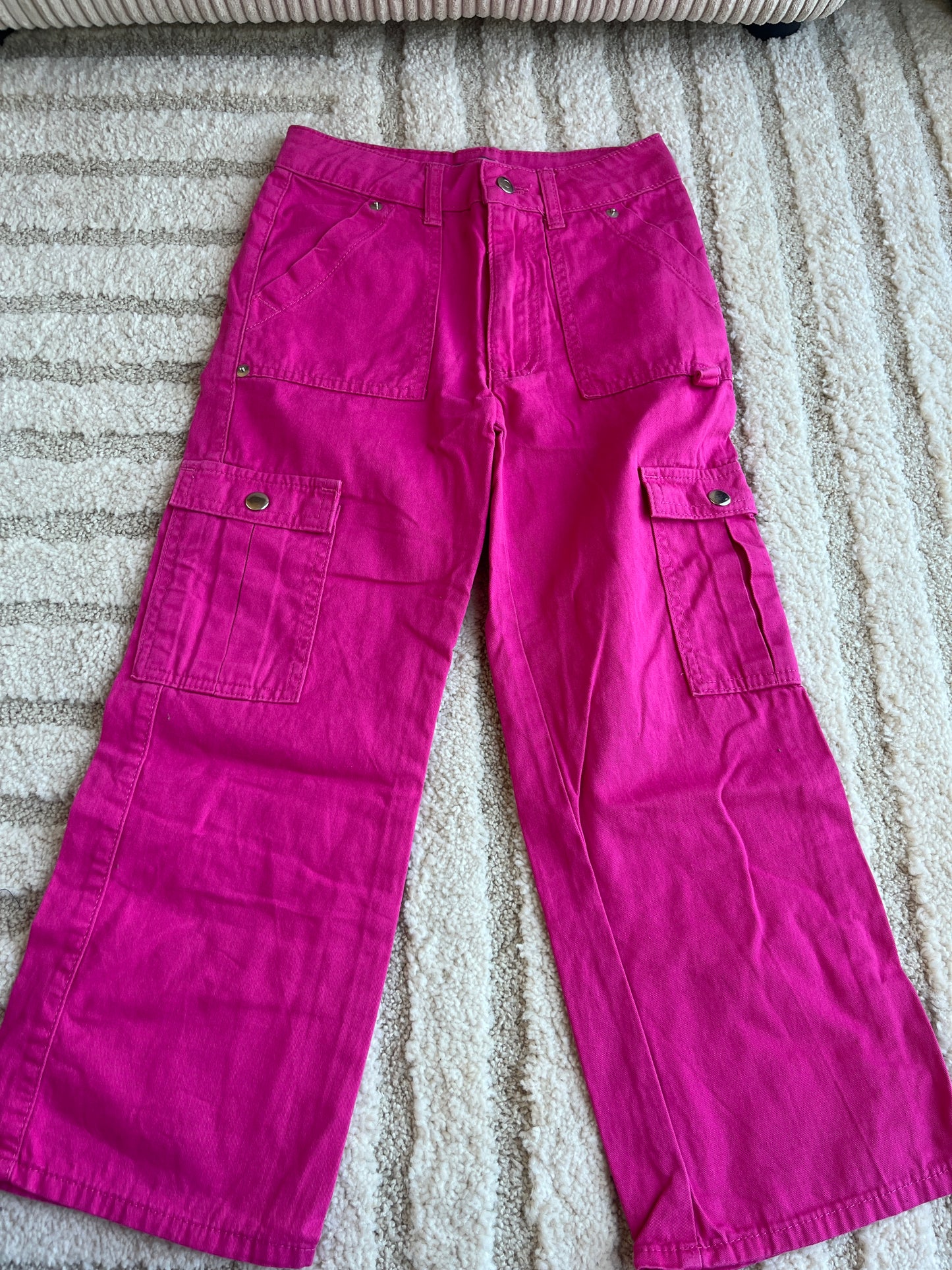 Jean large type cargo fuchsia - 7/8 ans (128 cm)