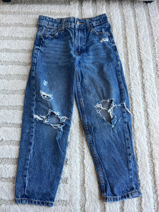 Jean mom bleu troué - 7/8 ans (128 cm)