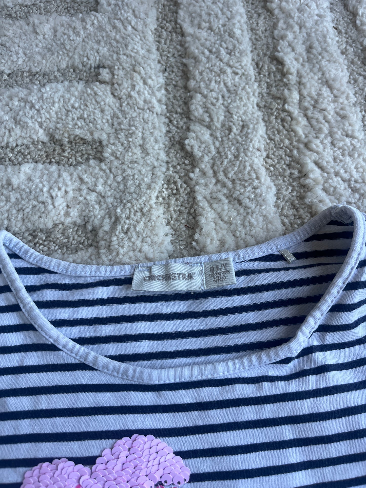 T-shirt à manches courtes rayé « love » à paillettes - 8 ans