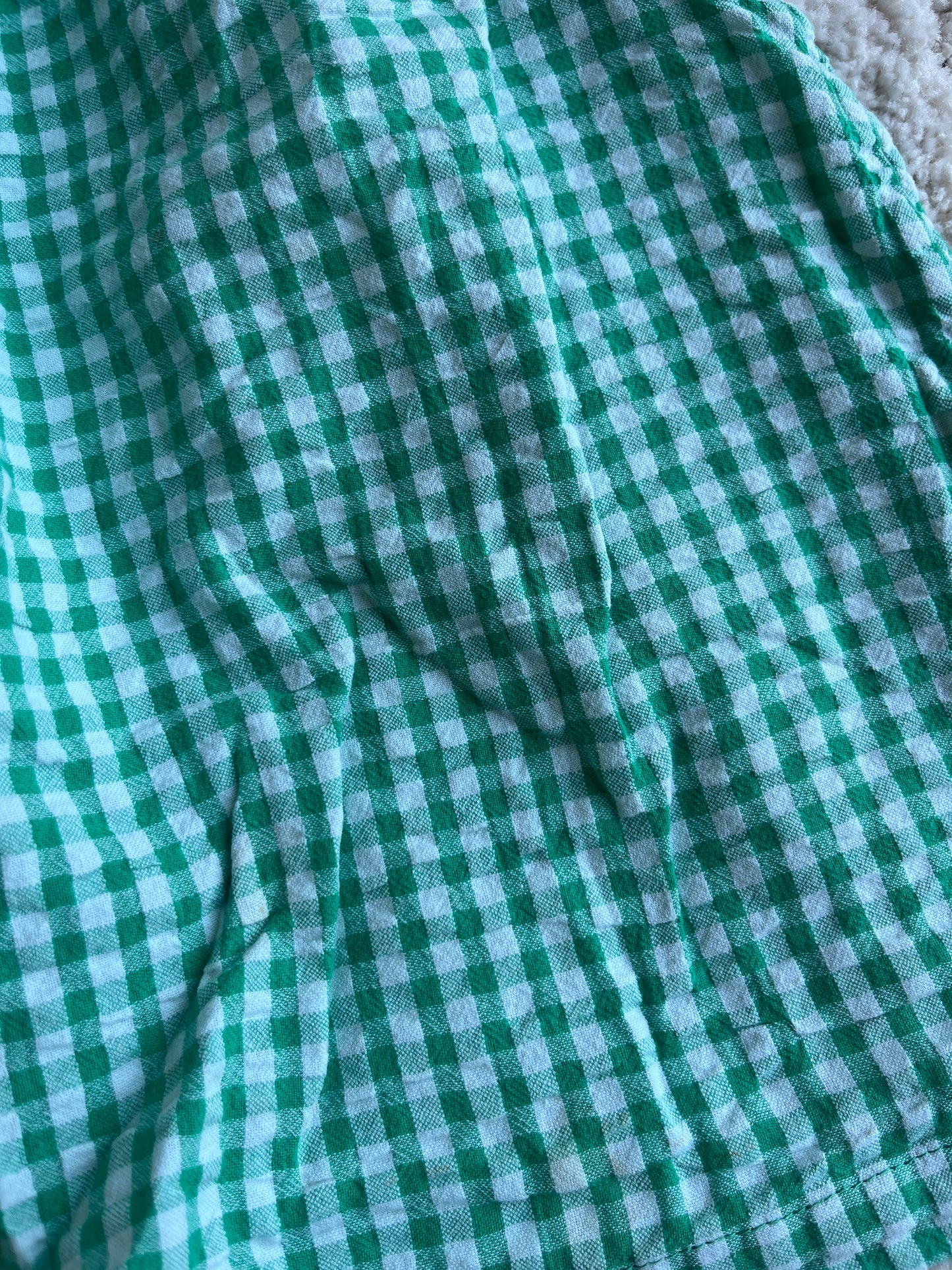 T-shirt sans manches vichy vert et blanc - 8 ans