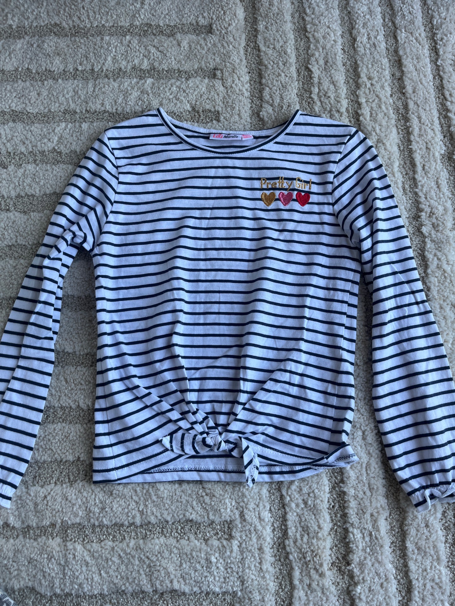 T-shirt à manches longues rayé « pretty girl » Lili Marelle - 8 ans