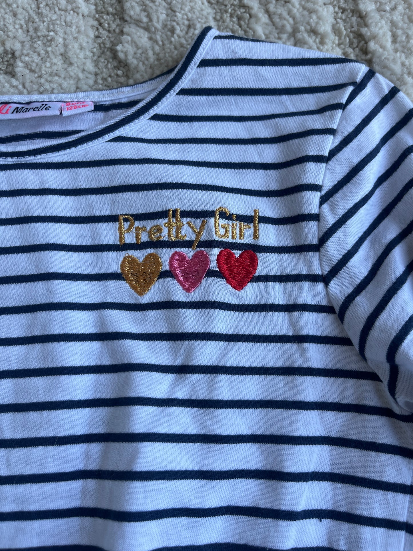 T-shirt à manches longues rayé « pretty girl » Lili Marelle - 8 ans
