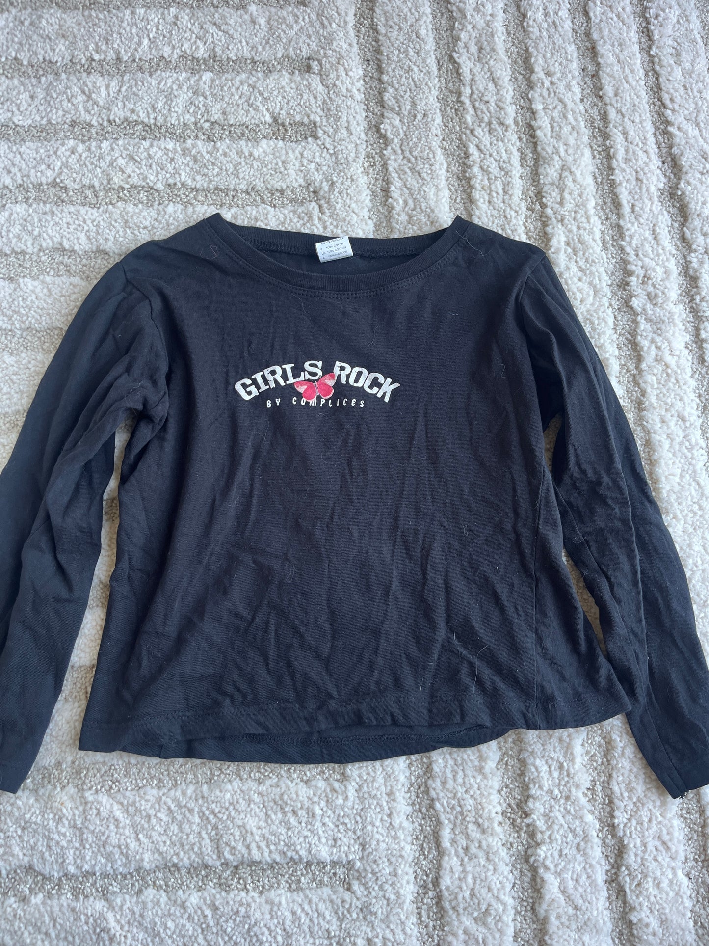 T-shirt à manches longues noir « Girls Rock » - 8 ans